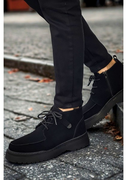 Erkek Süet Bağcıklı Bot Siyah MN213
