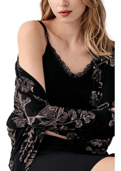 Kadın Siyah 2'li Gecelik Sabahlık Takım 3441 fiyatları