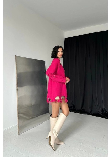 Fuşya Lazer Kesim Bluz fiyatları