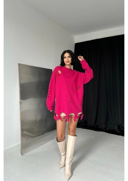 Fuşya Lazer Kesim Bluz modelleri