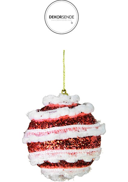 Yılbaşı Süsü Dantelli Pullu 3'lü Top Kırmızı Beyaz 8 cm fiyatları