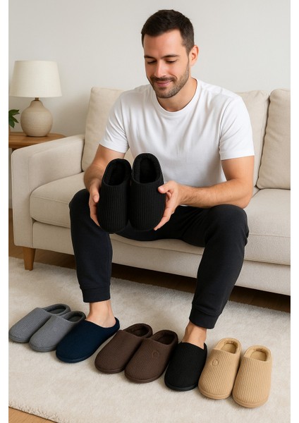 Velvet Erkek Ev Terliği Ses Yapmayan Taban Yünlü Terlik modelleri