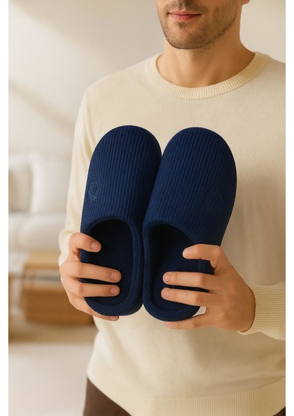 Velvet Erkek Ev Terliği Ses Yapmayan Taban Yünlü Terlik