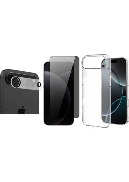 iPhone 17 Air Uyumlu Kılıf Sararma Yapmayan Vendas Droga Kapak + Kamera Lens + Hayalet Ekran Koruyucu