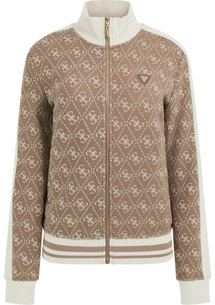 Kadın Rhombus Aktif Sweatshirt - Bej