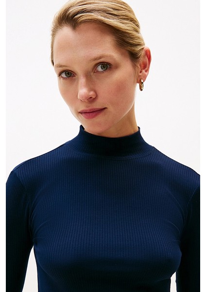 Kadın Fitilli Beli Büzgülü Eteği Piliseli Midi Elbise - Lacivert fırsatları