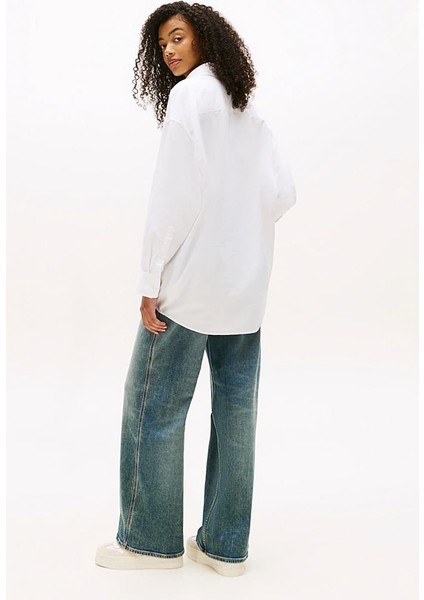 Kadın Oversize Cep Detaylı Gömlek - Beyaz modelleri