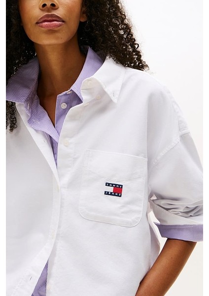 Kadın Oversize Cep Detaylı Gömlek - Beyaz fırsatları