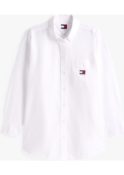 Kadın Oversize Cep Detaylı Gömlek - Beyaz indirimleri