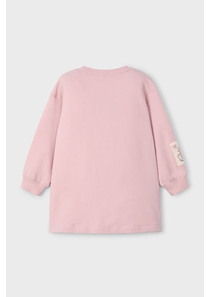 Kız Çocuk Grafik Baskılı Sweatshirt Elbise - Pudra Pembe fiyatları