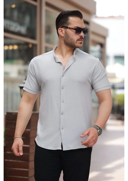Erkek Hakim Yaka Kısa Kollu Gömlek