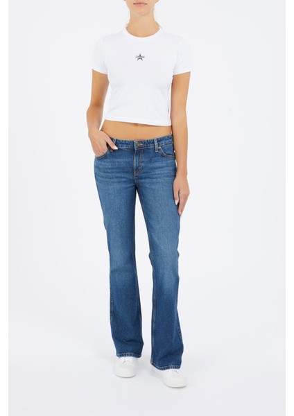 Kadın Ispanyol Paça Regular Fit Jean Pantolon - Mavi
