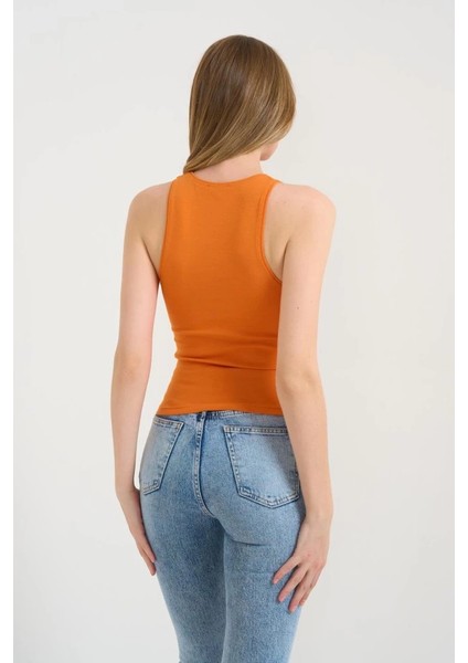 Örme Bisiklet Yaka Atlet - Oranj indirimleri