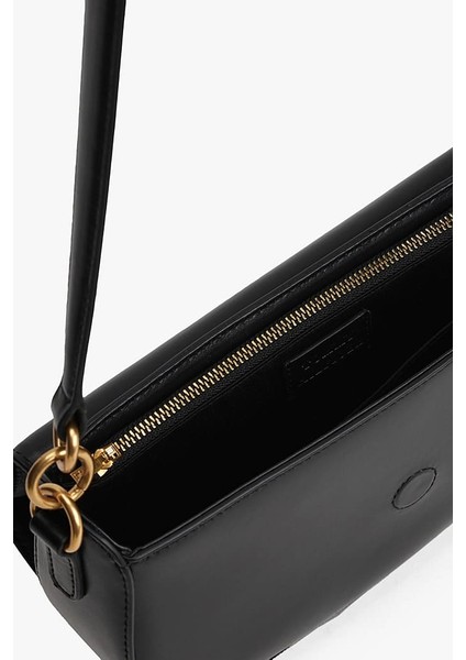 Kadın Kapaklı Metal Logolu Omuz Çantası - Siyah modelleri