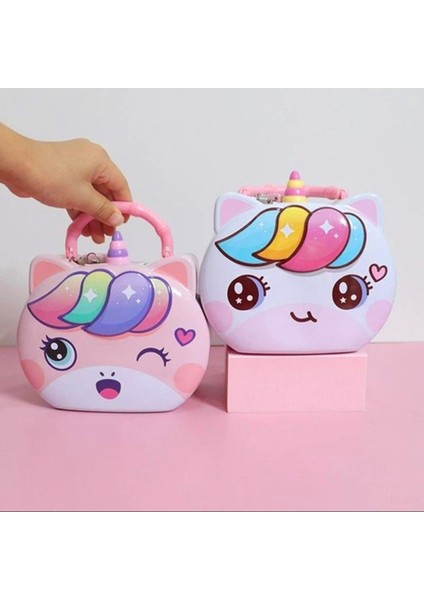 Sevimli Tek Boynuzlu At Tasarımlı Kilitli Metal Kumbara – 13.5X10.5 Cm, Renkli, Dayanıklı