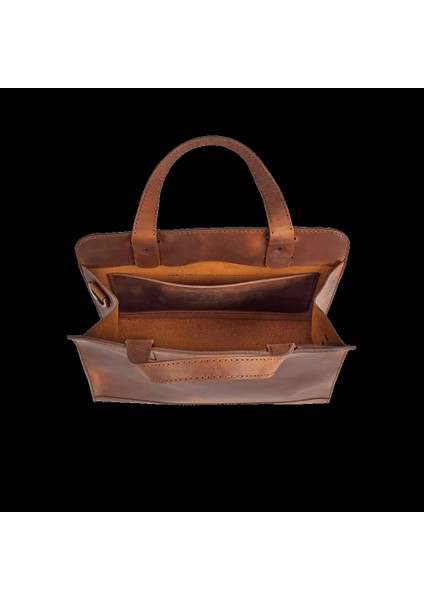 Isme Özel Crazy Büyük Boy Laptop Çantası - %100 Crazy Deri - AC09005 - Taba fırsatları