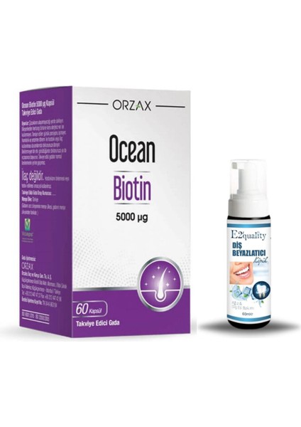 Orzax Ocean Biotin 60 Kapsül + Hediye Diş Beyazlatıcı Köpük