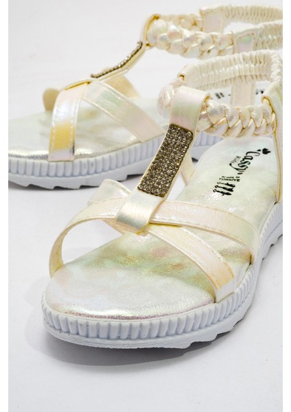 Çocuk Örgülü Sandalet 30-35 Beyaz