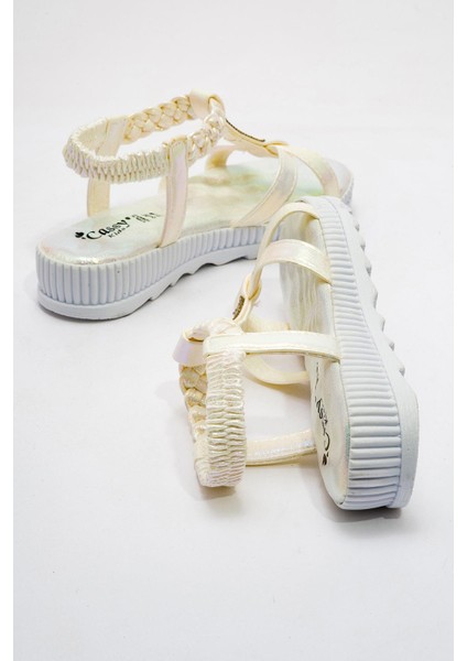 Çocuk Örgülü Sandalet 30-35 Beyaz