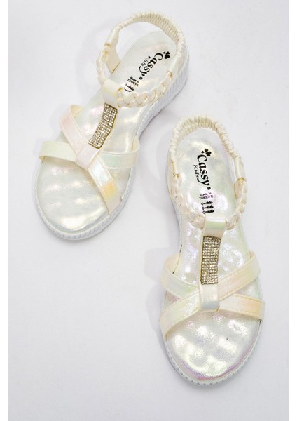 Çocuk Örgülü Sandalet 30-35 Beyaz