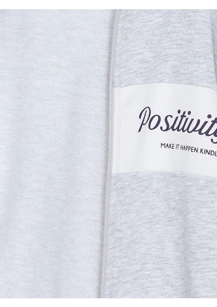 Lcw Kids Gri Kapüşonlu Baskılı Uzun Kollu Kız Çocuk Fermuarlı Sweatshirt fiyatları