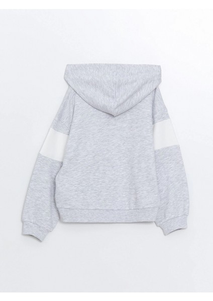 Lcw Kids Gri Kapüşonlu Baskılı Uzun Kollu Kız Çocuk Fermuarlı Sweatshirt modelleri