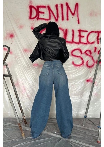 Mavi Geniş Paça Jeans Pantolon fırsatları