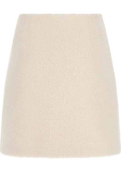 Kadın Yüksek Bel Bukle Mini Etek - Ekru fırsatları