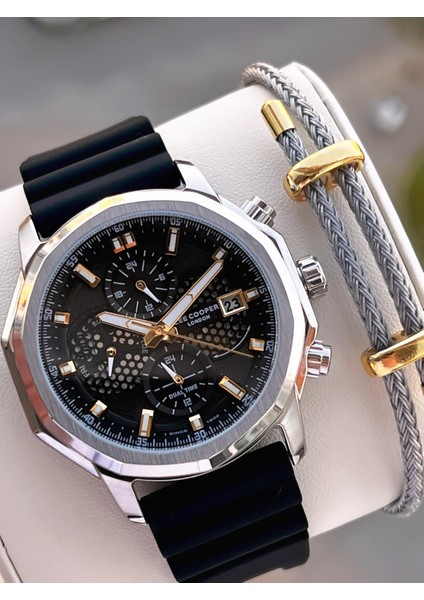 Italyan Tasarım Bileklik Hediyeli Silikon Kordon 5 Atm Erkek Kol Saati ELC.08238.351