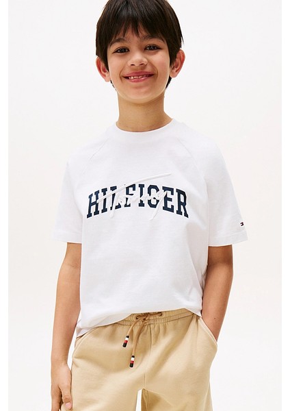 Erkek Çocuk Reglan Kollu Grafik Baskılı T-Shirt - Beyaz