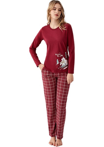 Kadın Bordo Pijama Takım 3445-S