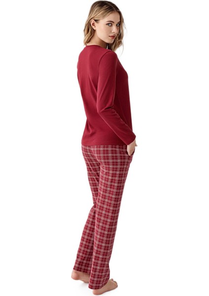 Kadın Bordo Pijama Takım 3445-S fırsatları