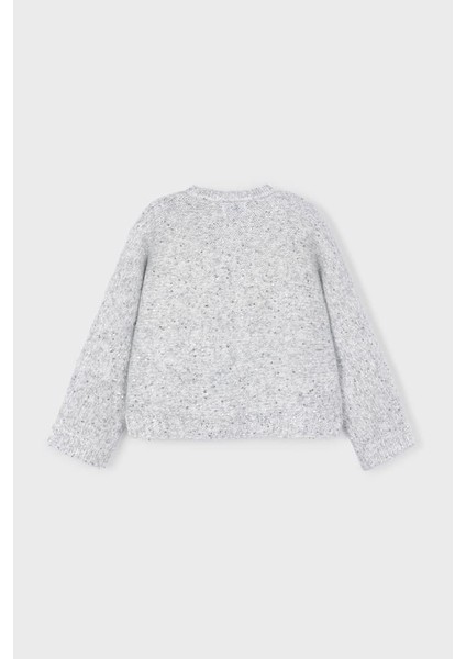 Kız Çocuk Desenli Kırçıllı Triko Kazak - Gri fiyatları