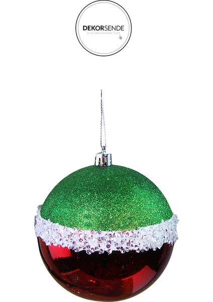 Yılbaşı Süsü Lüks 2'li Top Kırmızı Yeşil 10 cm fiyatları