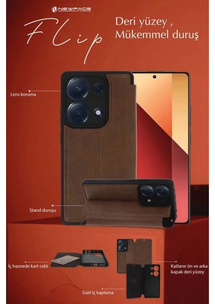 Newface Samsung Galaxy A26 Kılıf Flip Cover - Kırmızı modelleri