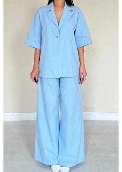 Mavi Önü Tek Düğmeli Ceket Pantolon Takım modelleri
