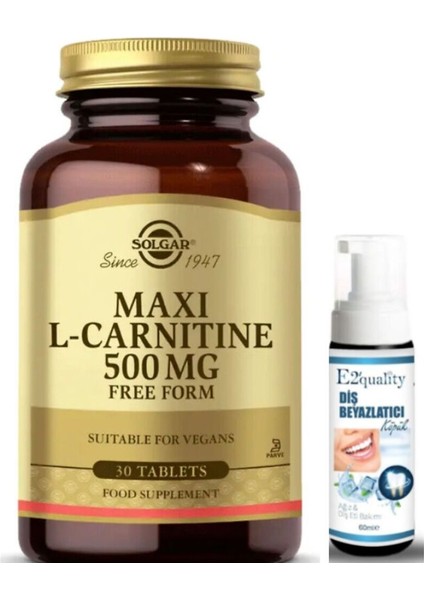 Maxi L-Carnitine 500 Mg 30 Tablet - Diş Beyazlatıcı Köpük Hediye