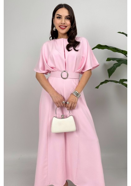 Alora Kadın Kemer Detaylı Şık Pembe Elbise – Özel Günler Için Zarafet fiyatları