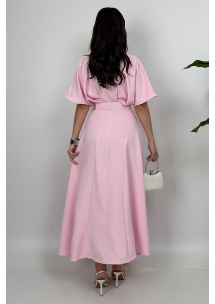 Alora Kadın Kemer Detaylı Şık Pembe Elbise – Özel Günler Için Zarafet indirimleri