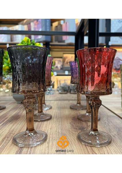 6 Renk Ayaklı Kahve Yanı Bardak Seti – Şık ve Renkli Cam Bardağı Takımı fiyatları