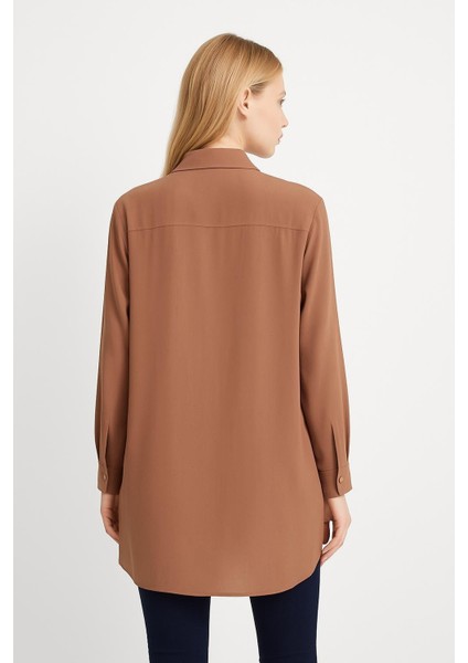 Kadın Büyük Beden Düğme Detaylı Jesica Kumaş Katlama Kol Gömlek Yaka Tunik fiyatları