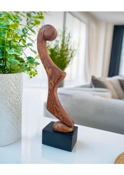 Soyut Model Heykel Ahşap El Oyması Sanatsal Dekoratif Biblo