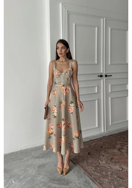 Haki Ince Kemer Detaylı Elbise fiyatları