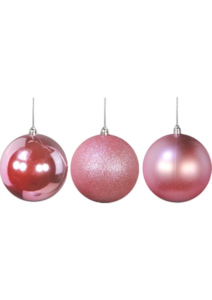 Yılbaşı Süsü 3'lü Top Pembe 10 cm