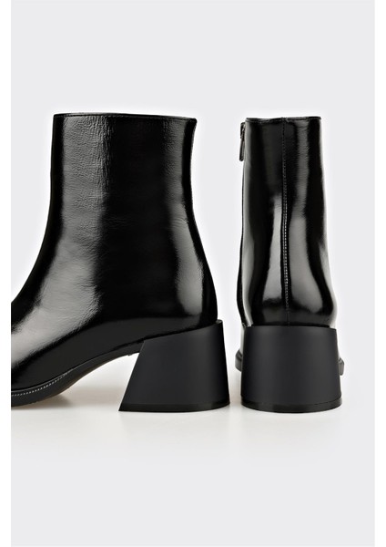 Siyah Deri Kadın Topuklu Bot fırsatları