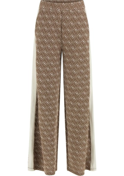 Kadın Rhombus Aktif Regular Fit Desenli Eşofman Altı - Kahverengi