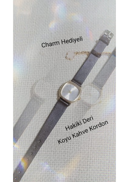 Gold Kasa Retro Still Marka Model Vintage Oval - Koyu Kahve Kordon Kadın Kol Saati 0021