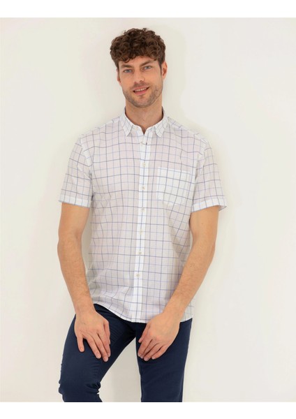 Erkek Regular Fit Kısa Kollu Gömlek-Açık Mavi