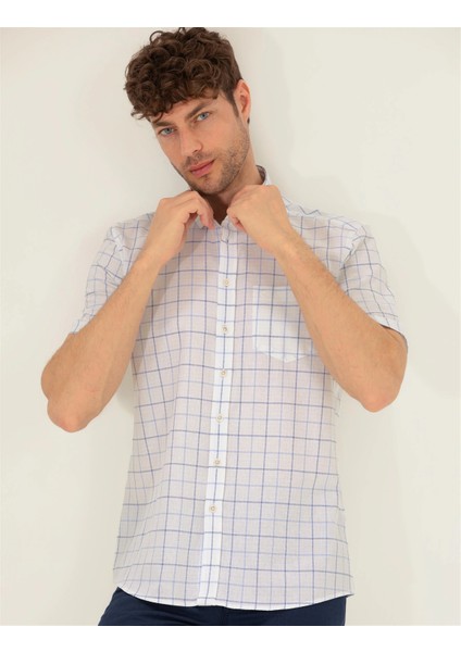 Erkek Regular Fit Kısa Kollu Gömlek-Açık Mavi fırsatları