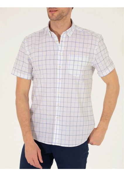 Erkek Regular Fit Kısa Kollu Gömlek-Açık Mavi